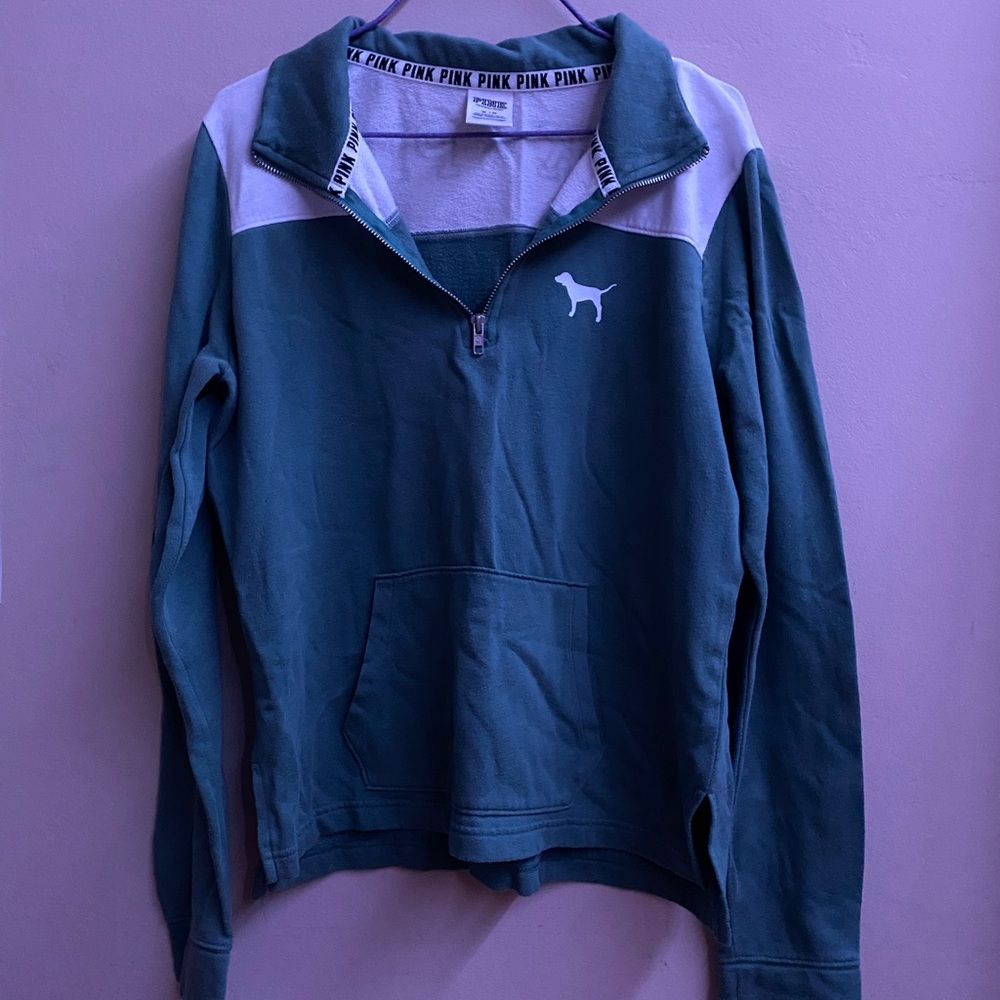 PINK teal quarterzip